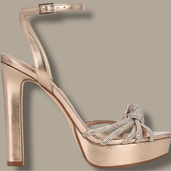 NWOT Nine West ‘Wowzz Platform Dress Sandals’ in “Bronze Crystal” Size 11 - Picture 3 of 16